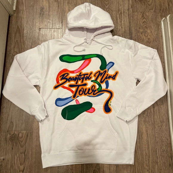 NWOT Rod Wave Beautiful Mind Tour Graphic Hoodie White Size L - Picture 1 of 7